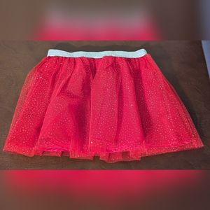 Bon Ton Girls Small 4/5 Red Glitter Skirt With Silver Sparkles NWOT